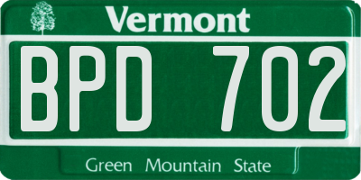 VT license plate BPD702