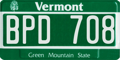 VT license plate BPD708