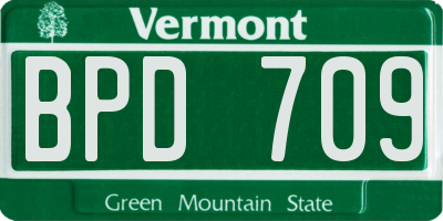 VT license plate BPD709