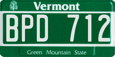 VT license plate BPD712