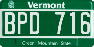 VT license plate BPD716
