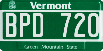 VT license plate BPD720