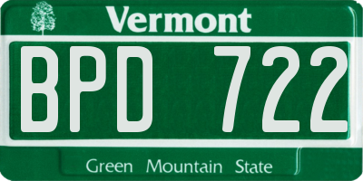 VT license plate BPD722