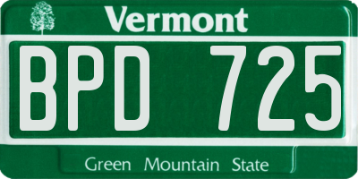 VT license plate BPD725