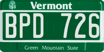 VT license plate BPD726