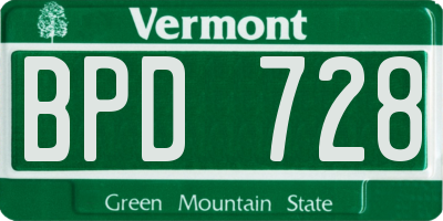 VT license plate BPD728