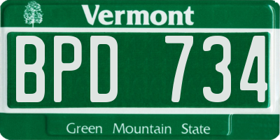 VT license plate BPD734