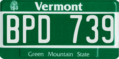VT license plate BPD739