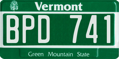 VT license plate BPD741