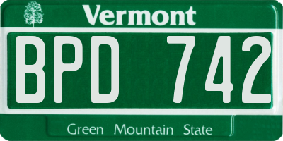 VT license plate BPD742