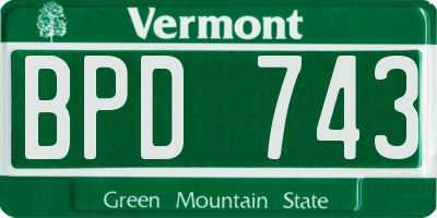 VT license plate BPD743