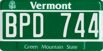 VT license plate BPD744