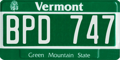 VT license plate BPD747
