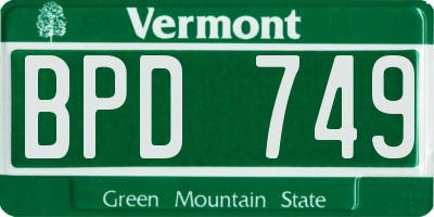 VT license plate BPD749