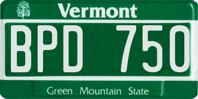 VT license plate BPD750