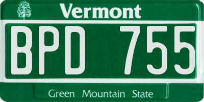 VT license plate BPD755