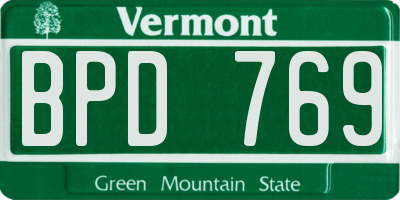 VT license plate BPD769