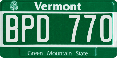 VT license plate BPD770