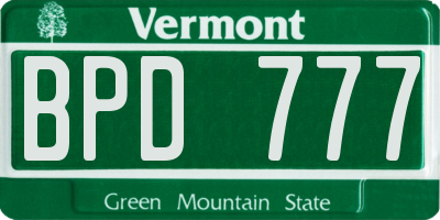 VT license plate BPD777