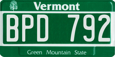 VT license plate BPD792
