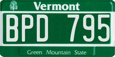 VT license plate BPD795