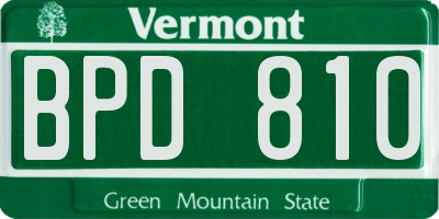 VT license plate BPD810