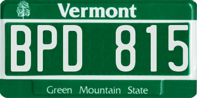 VT license plate BPD815