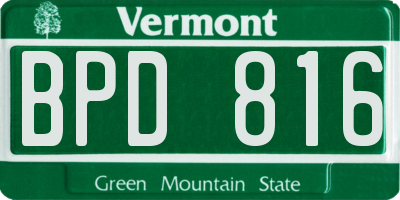 VT license plate BPD816