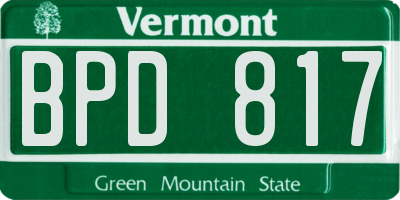 VT license plate BPD817