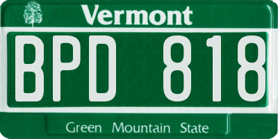VT license plate BPD818