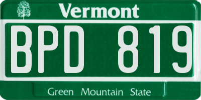 VT license plate BPD819