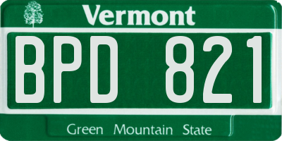 VT license plate BPD821
