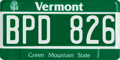 VT license plate BPD826
