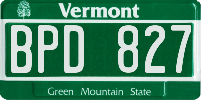 VT license plate BPD827