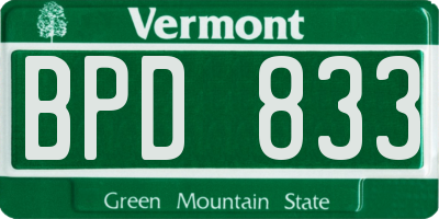 VT license plate BPD833