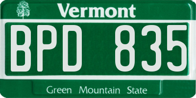 VT license plate BPD835