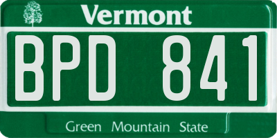 VT license plate BPD841