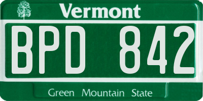 VT license plate BPD842