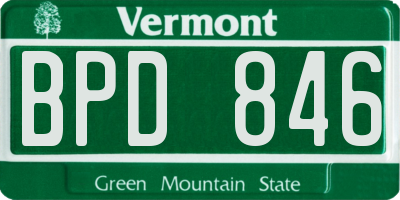 VT license plate BPD846