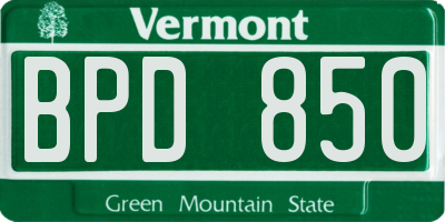 VT license plate BPD850
