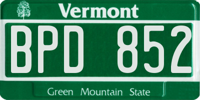 VT license plate BPD852