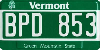 VT license plate BPD853
