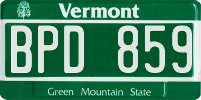 VT license plate BPD859