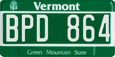 VT license plate BPD864