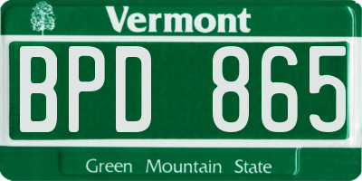 VT license plate BPD865