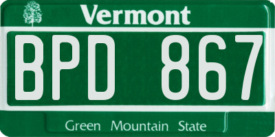 VT license plate BPD867