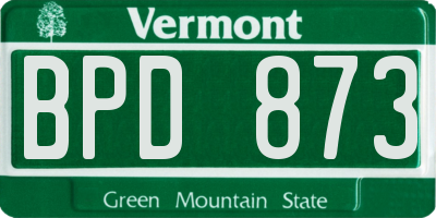 VT license plate BPD873