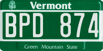 VT license plate BPD874