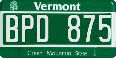 VT license plate BPD875