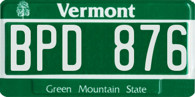 VT license plate BPD876